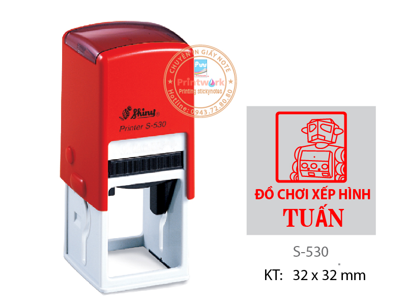 Dấu liền mực S-530, KT: 32 x 32 mm